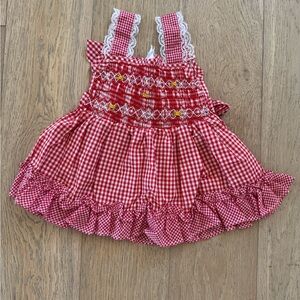 Baby Club Vintage Gingham Floral Dress Red Size 12-18 months